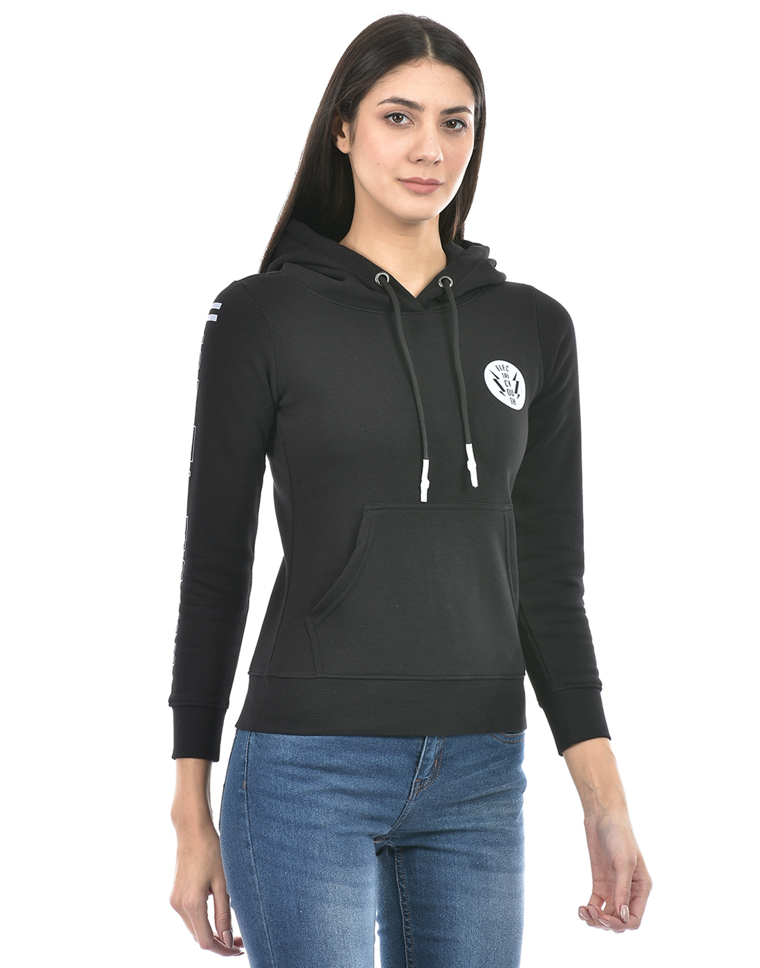 Numero Uno Women Abstract Black Sweat Shirt